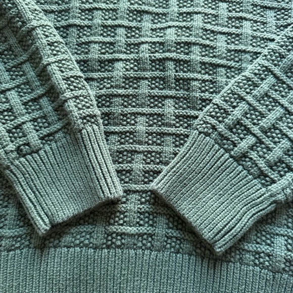 J Crew forest green check knit sweater cotton crewneck size small - Picture 5 of 11